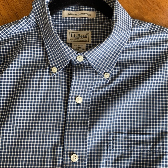 LL Bean Button Down Dress Shirt in blue/white.Sz L - Picture 6 of 6
